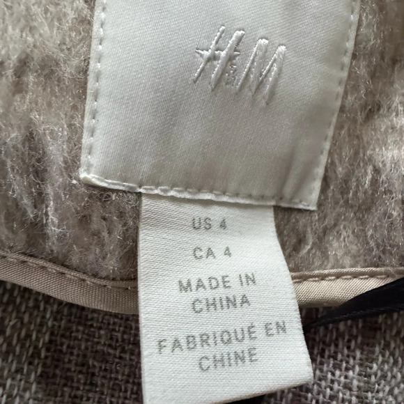 H&M Premium Plaid Pea Coat Women Size 4 EUC - Picture 4 of 5